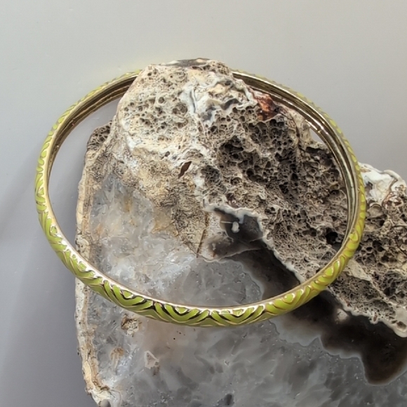 J. Crew Gold and Yellow Chevron Bangle Bracelet - Picture 3 of 6